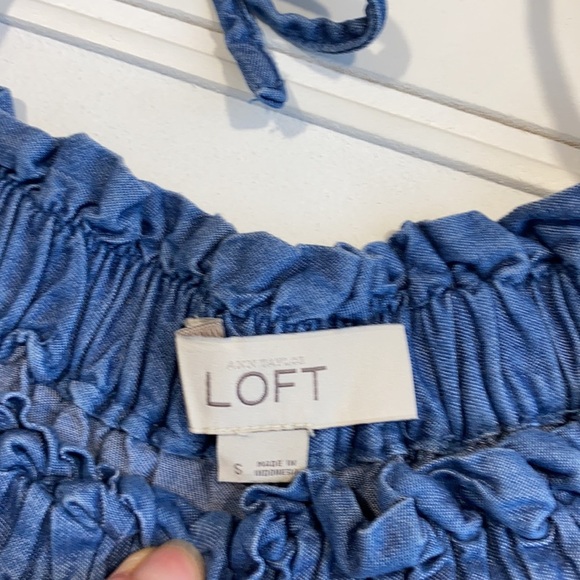 Loft Off the Shoulder Chambray Top S - Picture 5 of 7